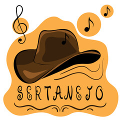 Sertanejo Vector Illustration Hand-drawn design on white Background. Vector illustration
