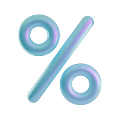 Percent sign holographic 3d. Vector icon glossy sale