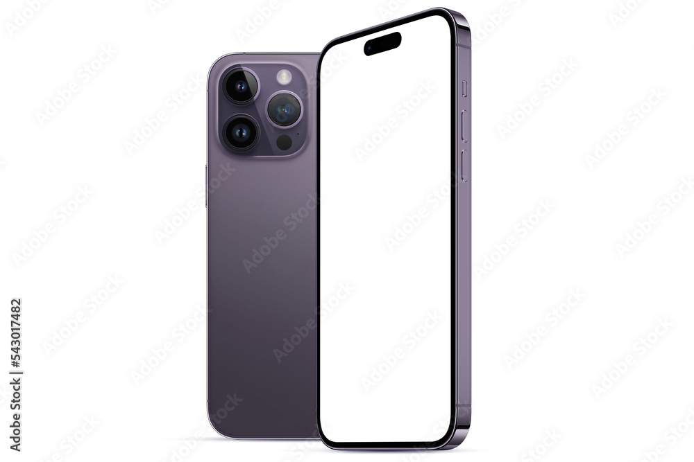 Wall mural close up of a phone isolated on white screen with empty background for mockup
