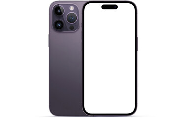 Smart phone isolated on white screen with empty background For mockup