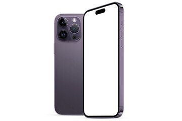 Close up of a phone isolated on white screen with empty background For mockup