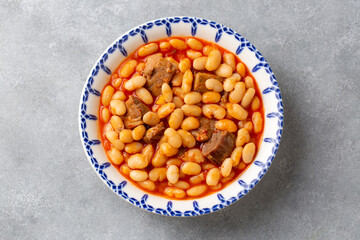 Turkish foods; dried bean, Beans with minced meat (kuru fasulye)