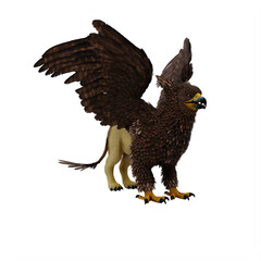 Griffin or griffon a legendary creature with the body of a lion, the head and wings of an eagle