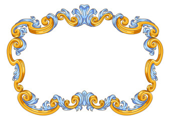 Decorative floral frame in baroque style. Classical curling plant.