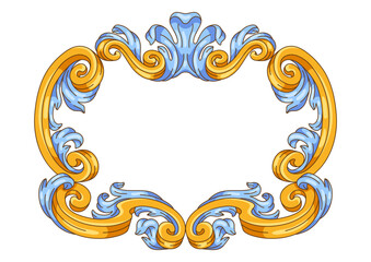 Decorative floral frame in baroque style. Classical curling plant.