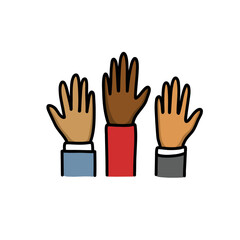 vote doodle icon, vector color line illustration