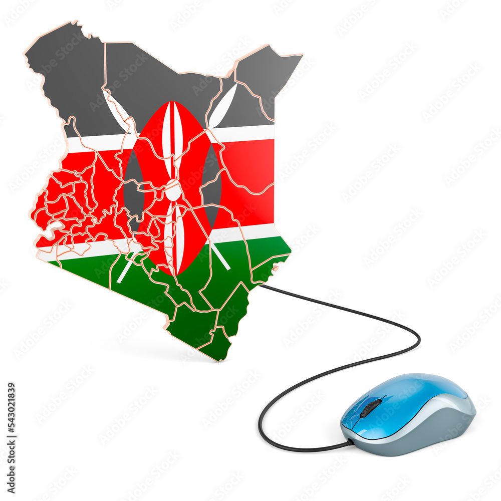 Poster internet network in kenya concept. 3d rendering