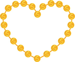 Frame with gold coins on a transparent background. Png