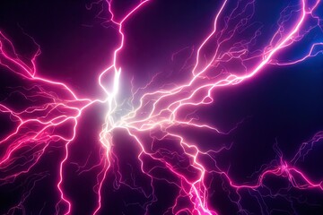 3D rendered computer generated image of a colorful pink electrical storm. Tornado vortex with bright electricity lightning storm background wallpaper - obrazy, fototapety, plakaty