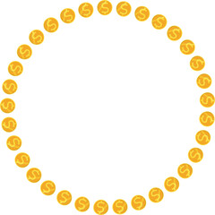 Frame with gold coins on a transparent background. Png