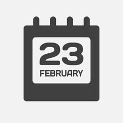 Icon day date 23 February, template calendar page