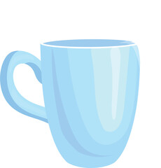 White ceramic cup icon. Cartoon porcelain mug
