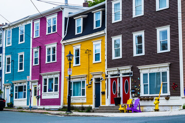 Colorful houses at downtown Saint John Newfoundland Canada