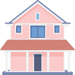 Suburb house icon. Family cottage front exterior