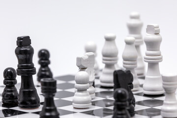 Chess set against white