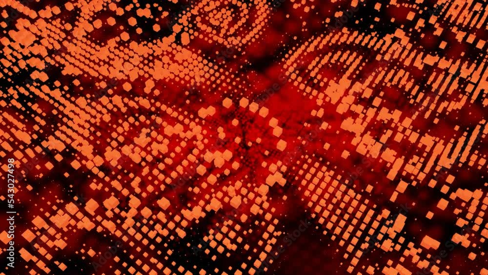 Aufkleber red dancing squares. design. bright background in animation that jump in different directions.