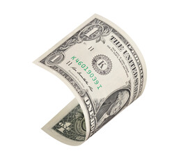 flying one dollar bill isolated isolated
