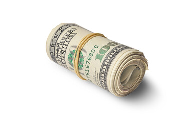 One hundred dollar bills isolated