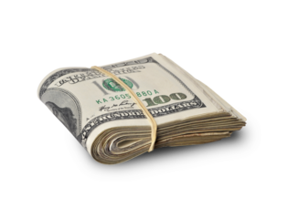 One hundred dollar bills isolated