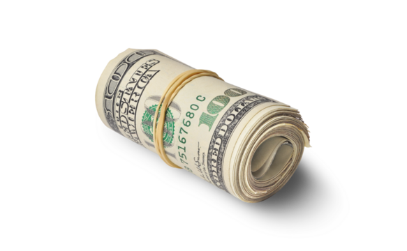 One hundred dollar bills isolated