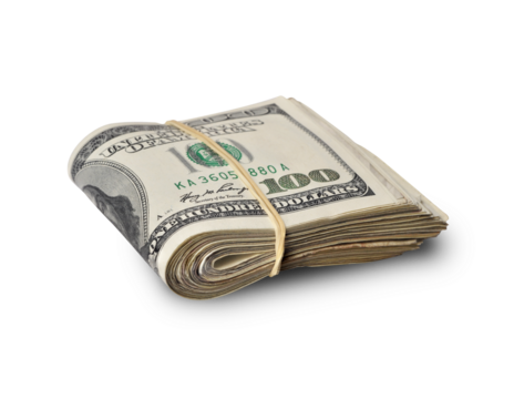 One hundred dollar bills isolated