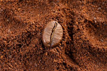Fototapeta na wymiar Ground coffee ready for brewing, top view of coffee.