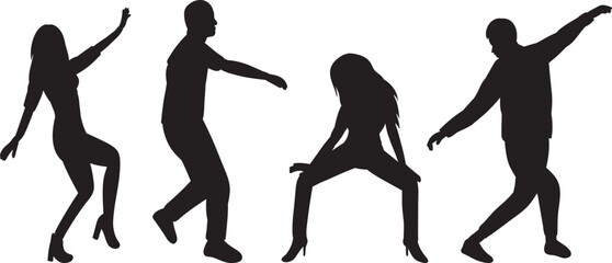 silhouette dancing people design isolated vector