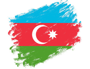 Azerbaijan flag painted on a grunge brush stroke white background