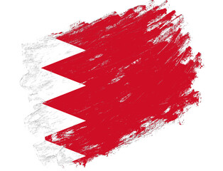 Bahrain flag painted on a grunge brush stroke white background