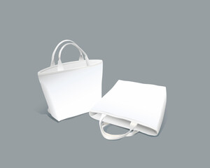 Fabric or plastic mockup shopping bag set for branding and corporate identity design, blank white mockup with empty space