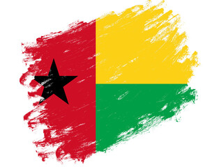 Guinea bissau flag painted on a grunge brush stroke white background