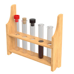 3d rendering illustration of a rack of test tubes