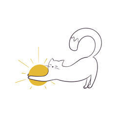 Vector illustration. A cat and the sun.
