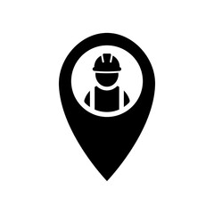 Location icon. Pointer symbol. Pin sign Isolated on white background. Navigation map simbol in flat style. Simple abstract place icon in black. Vector illustration for graphic design, logo, Web, UI, m