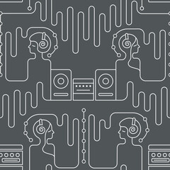 Acoustic audio waves sound system seamless pattern
