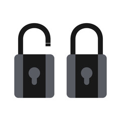 Lock and unlock vector icon isolated on white background.