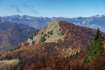 View of the top of Šavnik from Možice, Soriška Planina