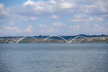 Fototapeta na wymiar JK Bridge on Lake Paranoá in Brasilia