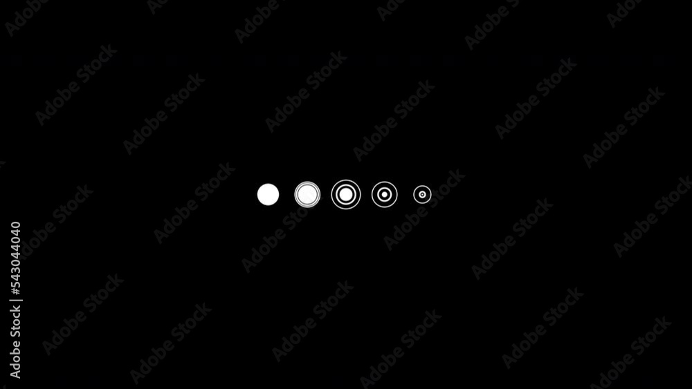 Wall mural white circles loading icon on a black background, loopable animation