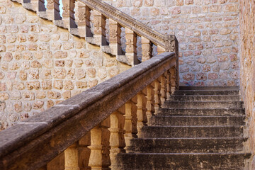 Mardin Deyrulzafaran Monastery stone stairs and stone balustrades