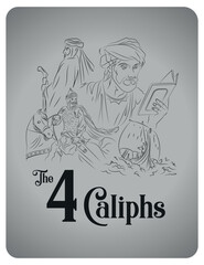 Vector drawing outline the 4 Caliphs is the term used to refer to the heads of various Islamic kingdoms.