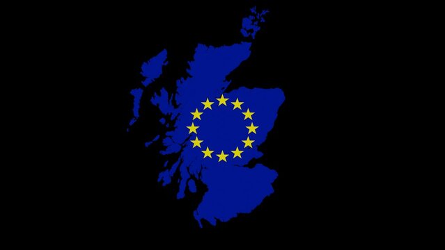 Transparent background animation of Scotland joining the European Union (EU)
