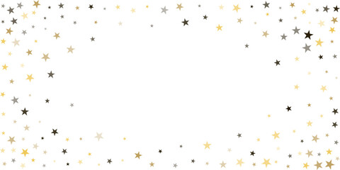 Silver stars vector background, sparkling Christmas confetti falling isolated on white. magic shining flying stars glitter backdrop, sparkle border