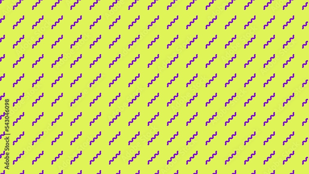 Poster geometric background with purple curved wavy lines placed diagonally on yellow background. wavy, zig