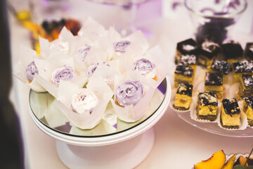 Buffet with a variety of delicious sweets, food ideas, celebration