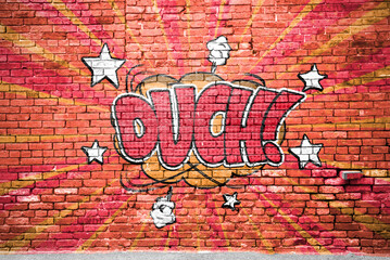 Wham! Comic Style Bubble Graffiti Lettering on Brick Wall 