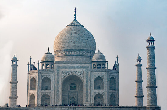 Taj Mahal -  architectural landmark of   India. Morning at  Agra.  7900 px long side