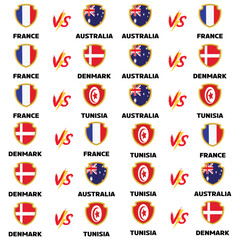 Australia vs france  denmark  Tunisia match Vector Design