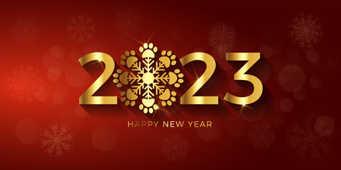 Happy New Year 2023 paw prints snowflake
