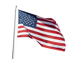 Photo of American flag waving isolated